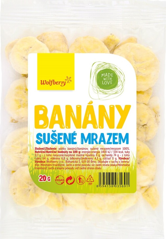 Banány lyofilizované 20 g Wolfberry