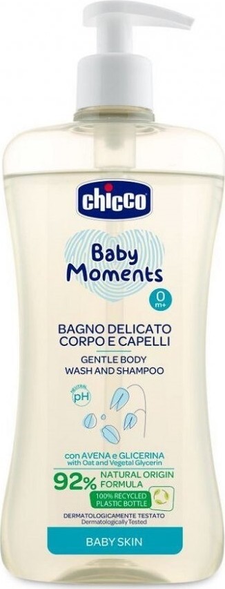 CHICCO Baby Moments Šampon jemný na vlasy a tělo s dávkovačem 500ml