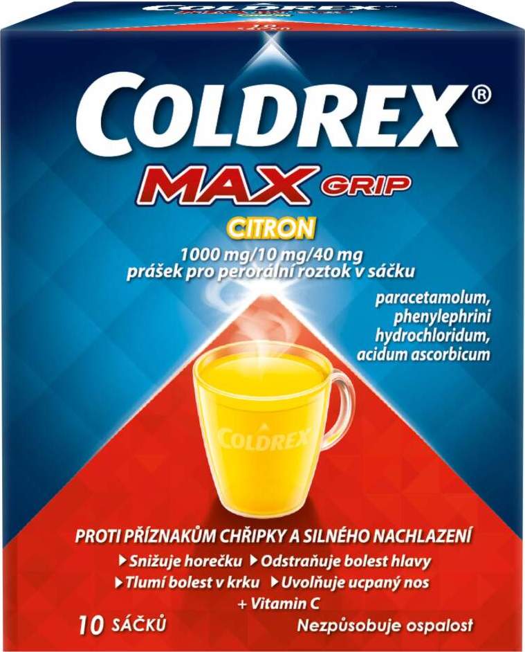 COLDREX MAXGRIP CITRON 1000MG/10MG/40MG POR PLV SOL SCC 10 II