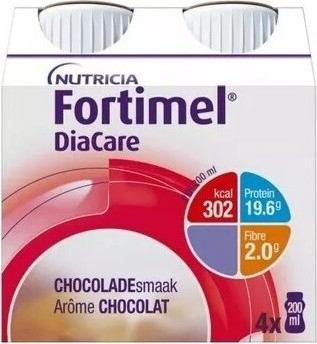 FORTIMEL DIACARE S PŘÍCHUTÍ ČOKOLÁDOVOU POR SOL 4X200ML