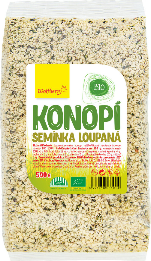 Konopí semínka loupaná BIO 500g Wolfberry