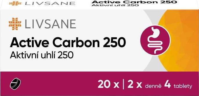 LIVSANE Active Carbon 250 Aktivní uhlí tbl.20