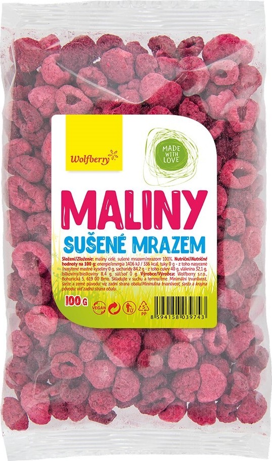 Maliny sušené mrazem 100g Wolfberry